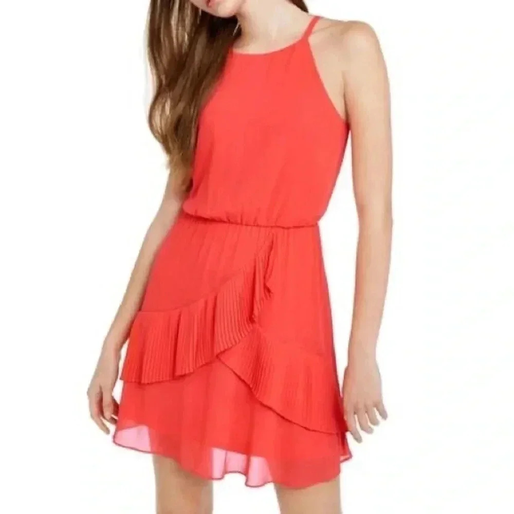 BCX Ruffled Chiffon Blouson Dress Size Large